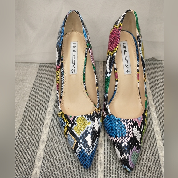 Unilady multicolor snakeskin heels womens size 8.5 - Picture 5 of 5